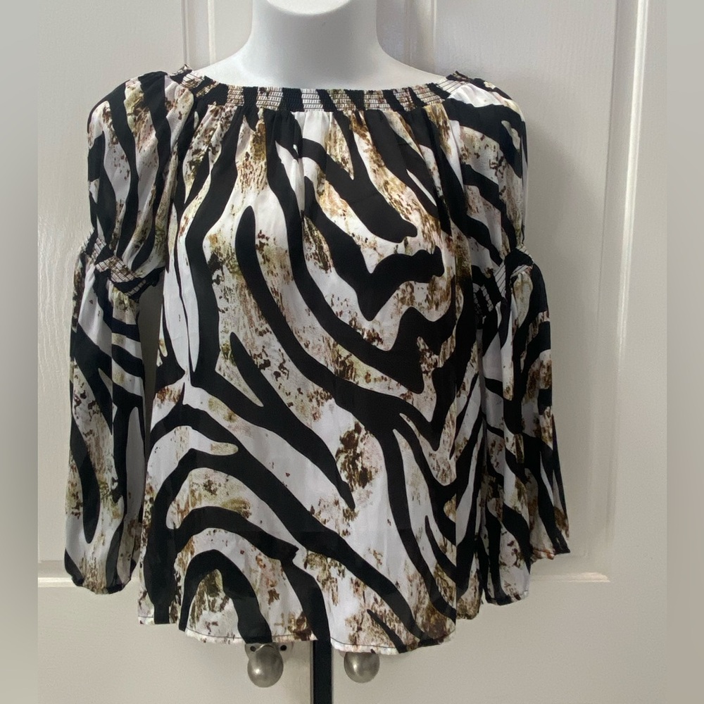 Alberto Makali Zebra Print Off-Shoulder Top Sz 1X